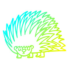 cold gradient line drawing cartoon spiky hedgehog