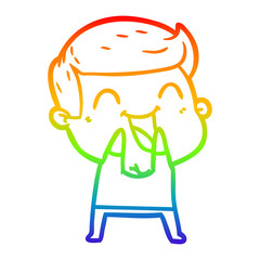 rainbow gradient line drawing cartoon man laughing
