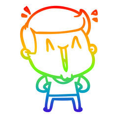 rainbow gradient line drawing cartoon excited man
