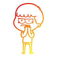 warm gradient line drawing cartoon annoyed man