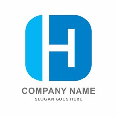 Monogram Letter H Geometric Square Business Company Vector Logo Design Template