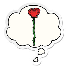 cartoon flower and thought bubble as a printed sticker