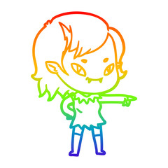 rainbow gradient line drawing cartoon friendly vampire girl