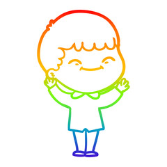 rainbow gradient line drawing cartoon happy boy