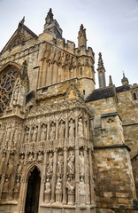 The part of the West facade of Exeter Cathedral with Front Image Screen. Exeter. Devon. England
