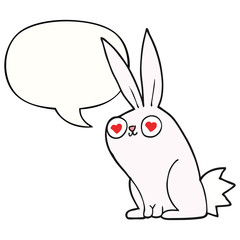 cartoon bunny rabbit in love and speech bubble