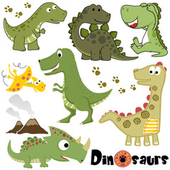 Vector set of dinosaurs cartoon