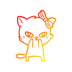 warm gradient line drawing cute cartoon cat