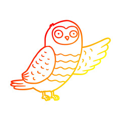 warm gradient line drawing cartoon owl pointing