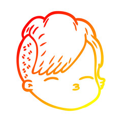 warm gradient line drawing cartoon female face