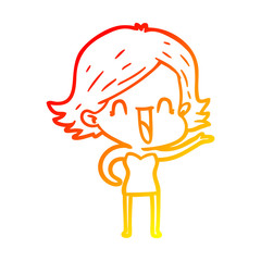 warm gradient line drawing cartoon happy woman