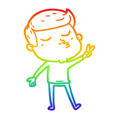rainbow gradient line drawing cartoon model guy pouting