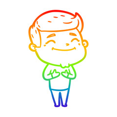 rainbow gradient line drawing happy cartoon man