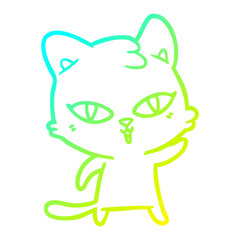 cold gradient line drawing cartoon cat