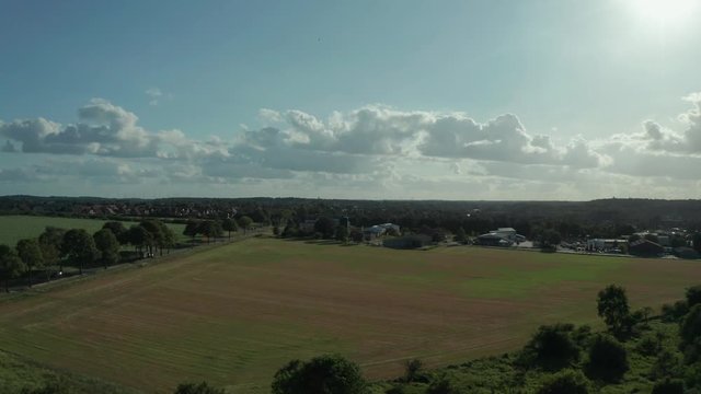 Aerial - view of small town from above from a drone