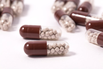 pills on white background