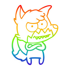rainbow gradient line drawing cartoon grinning fox