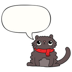 cartoon cat and speech bubble