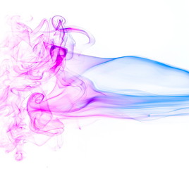 Colored smoke on white background