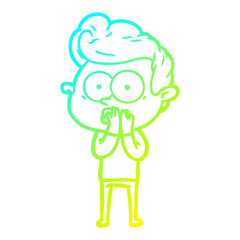 Obraz premium cold gradient line drawing cartoon staring man