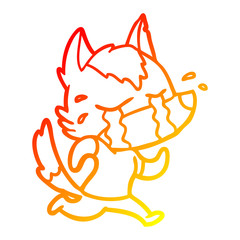 warm gradient line drawing cartoon crying wolf running away