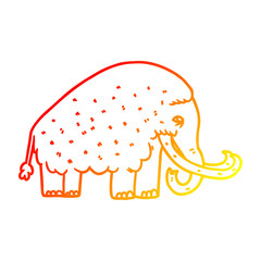 warm gradient line drawing cartoon mammoth
