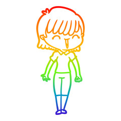 rainbow gradient line drawing cartoon woman