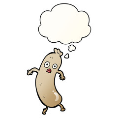 cartoon sausage and thought bubble in smooth gradient style