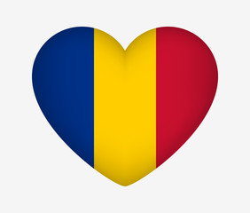 Heart Shaped National Flag of Chad. I Love My Country. Vector Illustration