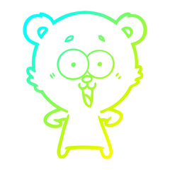 cold gradient line drawing laughing teddy  bear cartoon