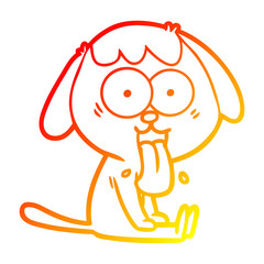 warm gradient line drawing cute cartoon dog