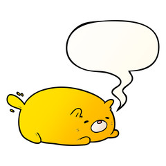 cute cartoon cat and speech bubble in smooth gradient style