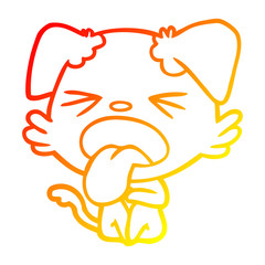 warm gradient line drawing cartoon disgusted dog sitting