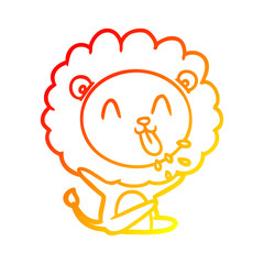 warm gradient line drawing happy cartoon lion