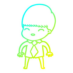 cold gradient line drawing happy cartoon boy