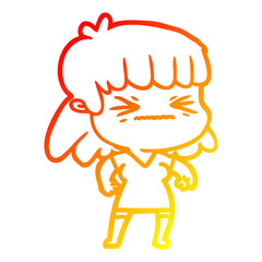 warm gradient line drawing cartoon woman