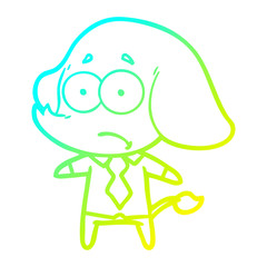 cold gradient line drawing cartoon unsure elephant in shirt and tie