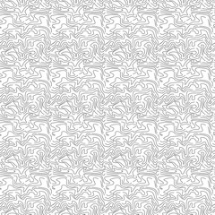 Abstract Seamless Pattern with Wavy Line. Black and White Contour Ornament.