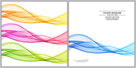 Universal Covers Design with Blue, Green, Red, Yellow Wave Lines on White Background.
