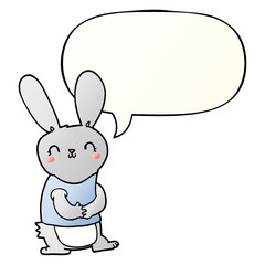 cute cartoon rabbit and speech bubble in smooth gradient style