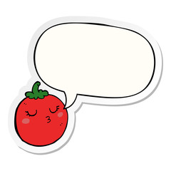 cartoon tomato and speech bubble sticker
