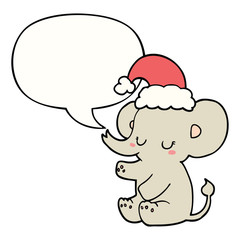 cute christmas elephant and speech bubble