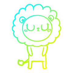 cold gradient line drawing cartoon lion