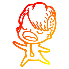 warm gradient line drawing cartoon cool hipster girl talking