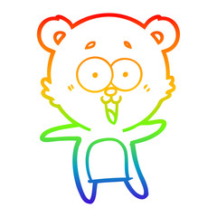 Obraz premium rainbow gradient line drawing laughing teddy bear cartoon