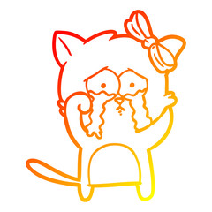 warm gradient line drawing cartoon cat