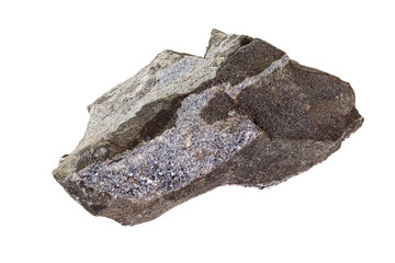 Macro stone Aegirine in charoite on white background