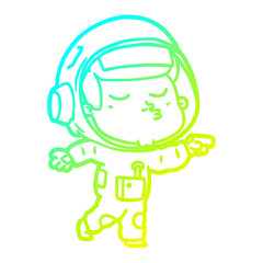 cold gradient line drawing cartoon confident astronaut