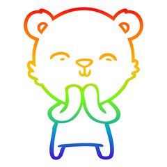 rainbow gradient line drawing happy cartoon polar bear