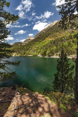 Fototapeta na wymiar The beautiful Aiguestortes i Estany de Sant Maurici National Park of the Spanish Pyrenees mountain in Catalonia